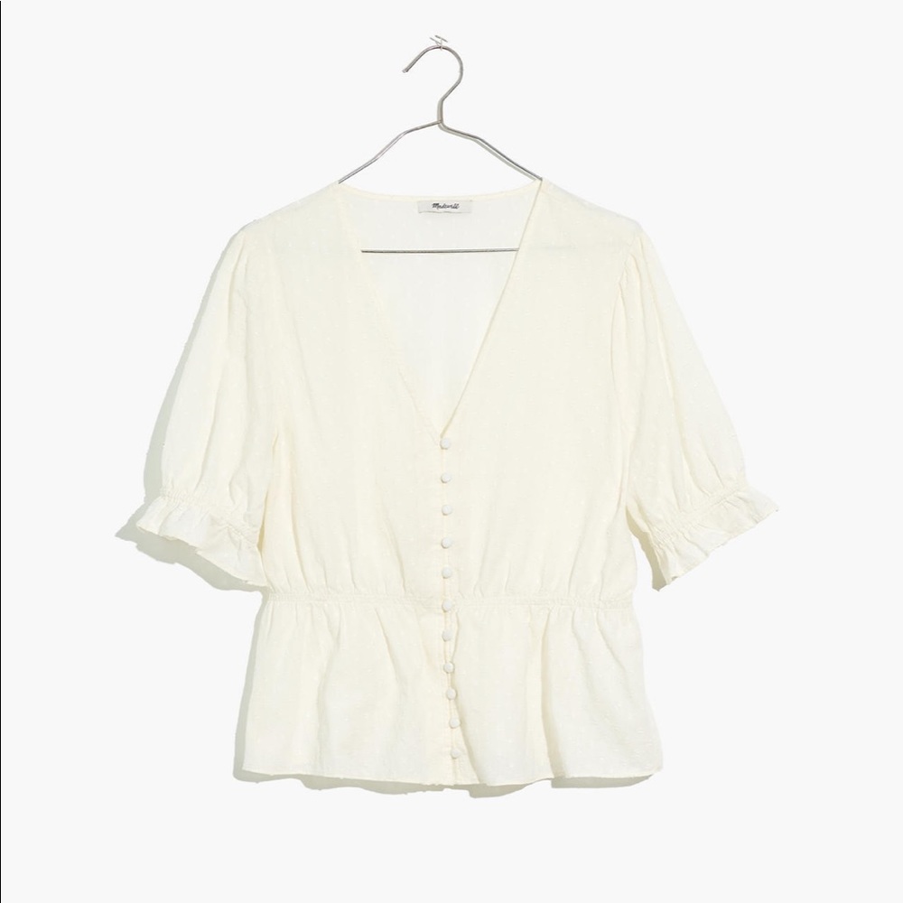 Madewell V-Neck Peplum Popover Top in Clipdot
